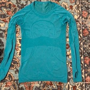 Teal Lululemon swiftly tech long sleeve